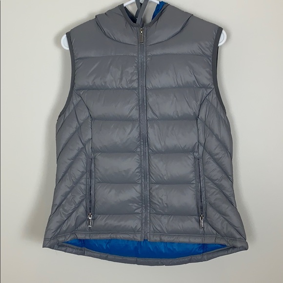 BCBGeneration Hooded Puffer Vest Grey Blue Size M - Picture 1 of 11
